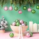24 Pcs Pink and Green Christmas Decor Ball Baubles Ornaments for Christmas Tree 2.4 Inch Glitter Pink and Green Ornaments Hanging for Holiday Wedding Party Decorations