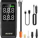 NUSTE Tire Inflator Portable Air Compressor, Air Pump for Car Tires with Digital Pressure Gauge, 150PSI Rechargeable Battery, LED Light, Cordless Bike Tire Pump for Car, Motorcycle, Bicycle