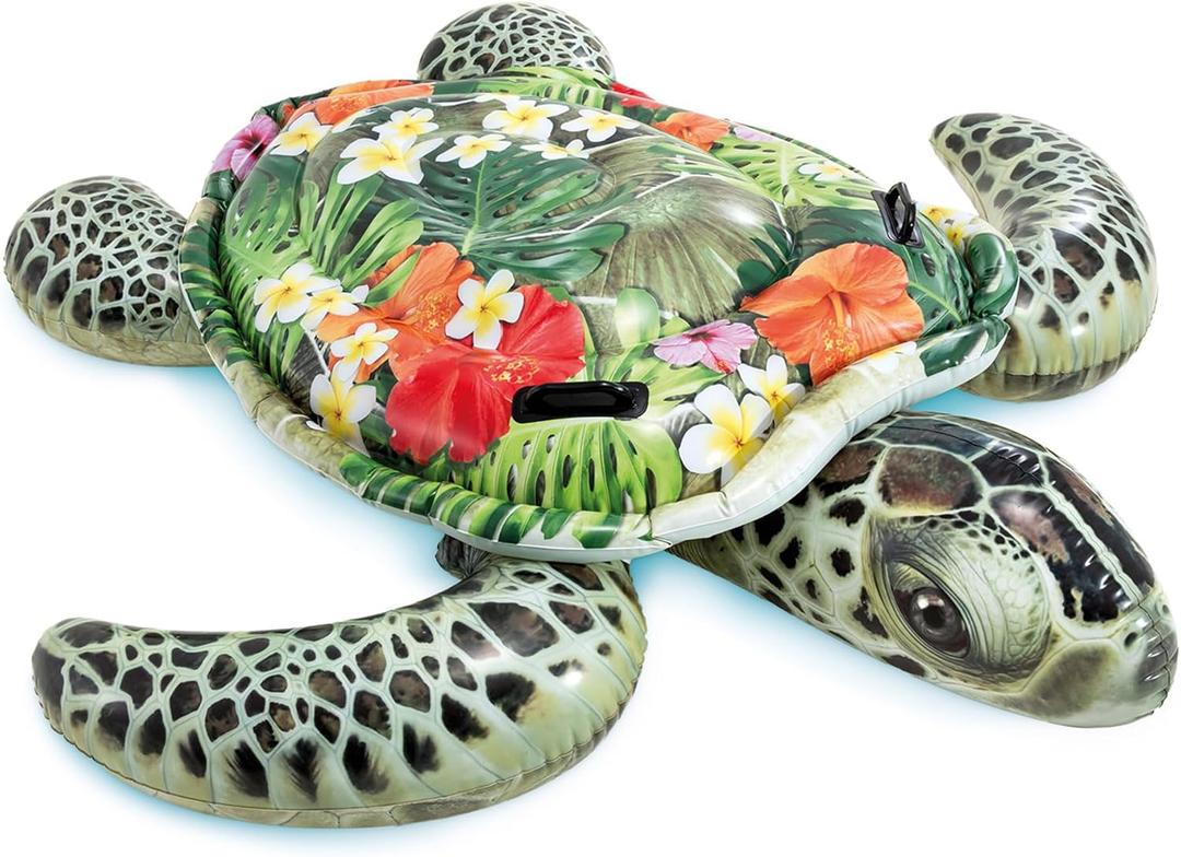 Intex Realistic Sea Turtle Inflatable Ride On Pool Float with Heavy Duty Handles for Pool Rafts and Inflatable Ride Ons (1 Pack)