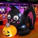 COMIN 5 FT Halloween Inflatables Cat Outdoor Decorations Blow Up Yard Pumpkin with Built-in LEDs for Indoor Party Garden Lawn Decor