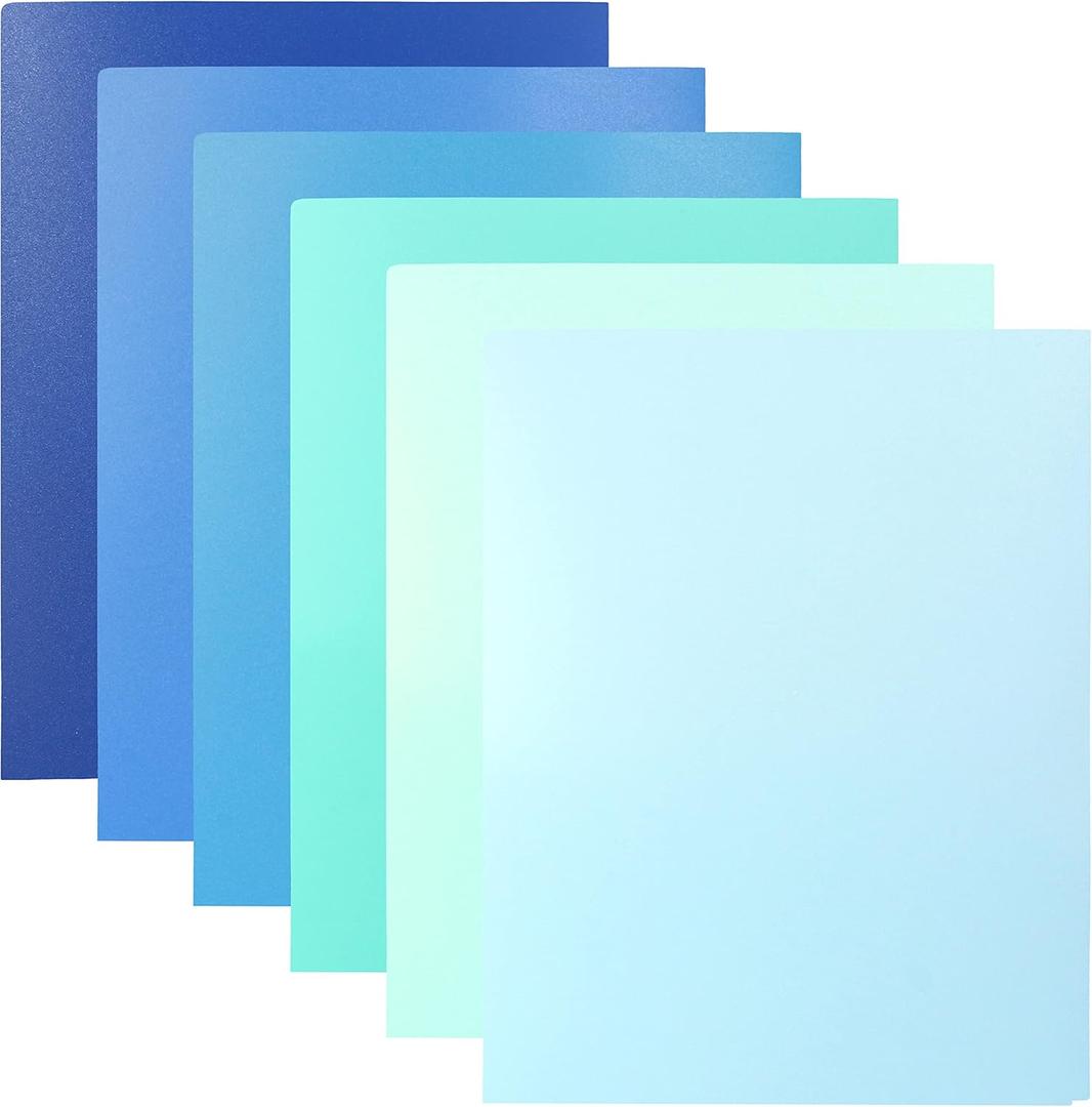 Youngever Pack of 12 Heavy Duty Plastic Two Pocket Folders, Heavy Duty Plastic 2 Pocket Folder, Coastal Colors