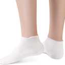 Sallking Women's Ankle Cotton Socks - Low Cut Athletic Running Soft Thin No Show White Socks With Tab 6 Pairs (White), 6-9