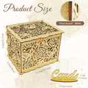 Glittery Gold Wedding Card Box with Lock, Wooden Gift Card Box for Wedding Reception, Elegant Wedding Money Envelope Card Box Holder for Party Graduation Birthday Baby Shower Decorations