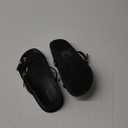 Adjustable Double Buckle Leather Flat Sandals For Women Arch Support Comfort Beach Walking Shoes  (9, Black)