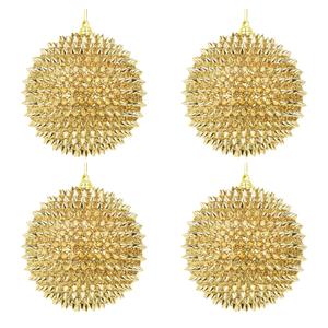 Spiked Glitter Christmas Ornaments, 4PCS 4.33" Handcrafted Cone Stud Ball Decorations in Punk Rock Gothic & Modern Glam Style, Shatterproof Christmas Tree and Holiday Decor for Home Party or Gift