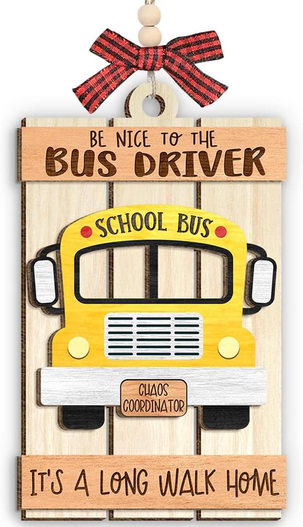 School Bus Ornaments for Christmas Tree 2025, Unique Bus Driver Appreciation Gifts, Double Layers Vehicle Wooden Ornaments for Christmas Decorations, Retirement, Driver Gifts for Women, Men