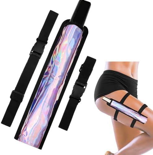 Cosblank Summer Rave Fan Holster Rave Fan Holder Folding Hand Pouch Foldable Sleeves with Waist Belt for Thigh Party