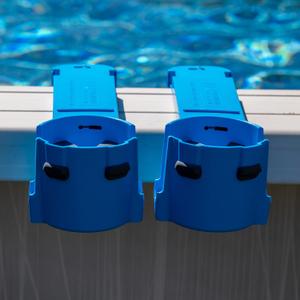 2-Pack Cup Holders for Above Ground Pool | Adjustable Drink Holder for Square Top Pools Only | Blue | Must-Have Pool Accessories | Use for Boat, Deck, Balcony | Made in Canada
