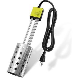 1500W UL-Listed Immersion Heater, GESAIL Bucket Water Heater with 304 Stainless-Steel Guard, Submersible Bucket Heater with Thermostat and Auto Shutoff, Perfect for Home Travel and Winter Job