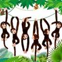 Hungdao 6 Packs Hanging Monkey Stuffed Jungle Animal Toy Gifts with Hook and Loop Jungle Party Hanging Plush Monkey for Classroom Birthday Party Decorations(Dark Brown,24 Inch)