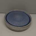 Gibson Elite Sunveil 16 Piece (Service for 4) Plates and Bowls Reactive Glaze Round Dishes Stoneware Ceramic Dinnerware Set -Blue