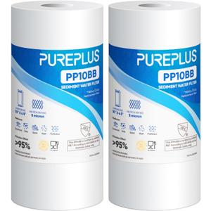 PUREPLUS 5 Micron 10" x 4.5" Whole House Sediment Home Water Filter Replacement Cartridge for DGD-5005, RFC-BBSA, HD-950, WFHD13001B, W15-PR, GXWH30C, GXWH35F, Aqua-Pure AP817, PP10BB, 2PACK
