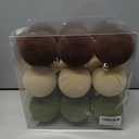 Senjie 18 PCS Velvet Ornaments Balls Sets for Christmas Tree 3.15inch Multicolor Flocked Christmas Balls Assortment for Xmas Tree Holiday Decor (Brown,Green and Khaki Each 6pcs)