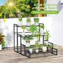 VyGrow Plant Stand, 4 Tier Stackable Tiered Plant Stand, Scalable Heavy Duty Tall Plant Shelf for Indoor Outdoor, Garden, Display Shelves, Flower Pot Holder, Black