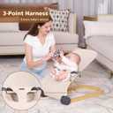 Baby Bouncer,Portable Baby Bouncer Seat & Foldable with 3 Height Adjustments, Ergonomic Bouncer for Babies 0-6 Months, Wood Grain Style, Natural Vibrations, Includes Storage Bag (Beige)