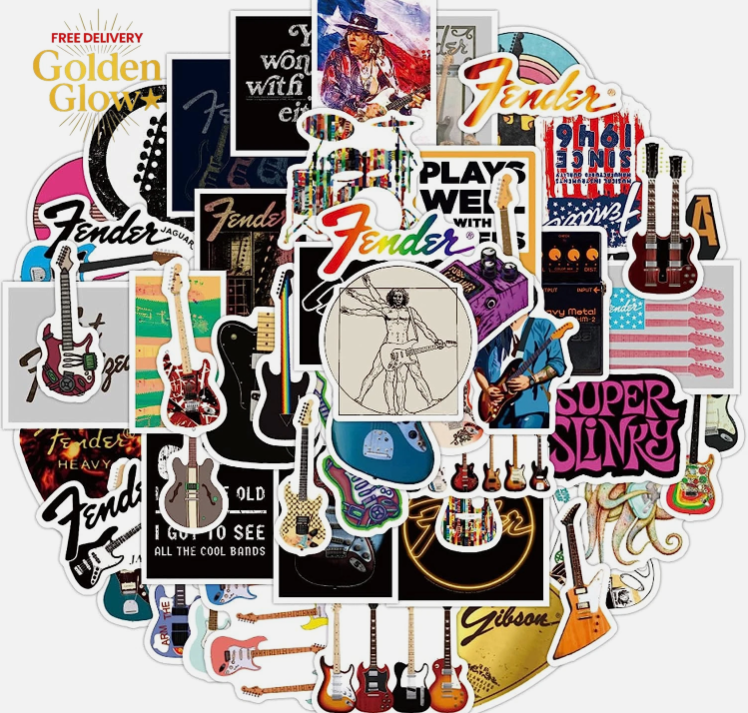 Love Guitar Stickers Fender Electric Guitar Stickers 50 Pcs Water Bottle Waterpr