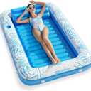 Inflatable Tanning Pool Lounger Float - Jasonwell 4 in 1 Sun Tan Tub Sunbathing Pool Lounge Raft Floatie Toys Water Filled Tanning Bed Mat Pad for Adult Blow Up Kiddie Pool Kids Ball Pit Pool (L)