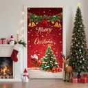 Christmas Door Cover Xmas Banner, 70.8 x 35.4 inch Hanging Front Door Cover Christmas Decor Backdrop Santa Background for Home Winter Holiday, Santa Claus