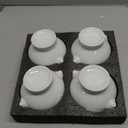 Cinf Ceramic 12 oz Set of 4 Lion Head Porcelain Soup Bowls With Lid Cover White Microwave Dishwasher Safe Fruit Home Kitchen Sturdy Design