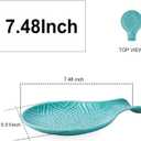 Ceramic Spoon Rest, 7.48 Inches Spoon Holder for Kitchen Counter, Kitchen Accessories, Dishwasher Safe, Turquoise