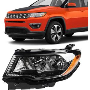 FIONE for Jeep Compass Headlight Assembly Replacement 2017 2018 2019 2020 2021 Halogen Headlamps Left Driver Side 55112707AE CH2502295 DOT Certification LH