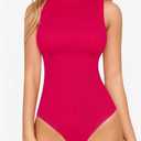MANGOPOP Women's Mock Turtle Neck Sleeveless Tank Tops Bodysuit Leotard Clothing, L