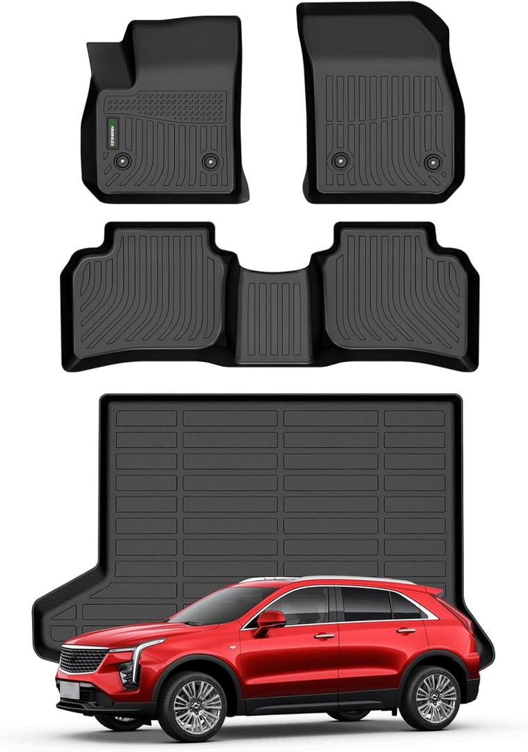ANBINGOFloor Mats Fit for Cadillac XT4 2019-2025 & Cargo Liners All Weather Rugs for Cadillac XT4 TPE Car Mats for Cadillac XT4 Rubber Trunk Carpet for Cadillac XT4 Automotive Accessories