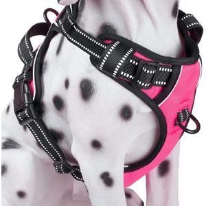 PoyPet No Pull Dog Harness, Reflective Comfortable Vest Harness with Front & Back 2 Leash Attachments and Easy Control Handle Adjustable Soft Padded Pet Vest for Small to Large Dogs (Pink,XS)