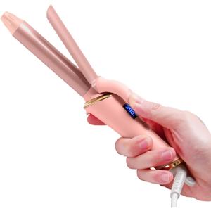 Mini Curling Iron Wand for Short Hair, Ukliss Travel Friendly Dual Voltage Mini Hair Curler, Ceramic Curling Wand for Versatile Styling, Portable and 60 Mins Auto-Off, 5 Heat Settings, Pink 3/4 inch