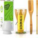 TEANAGOO Matcha Whisk Set, Bamboo Matcha Whisk (Chasen), 4 Pcs Traditional Starter Matcha Set, Scoop (Chashaku) Tea Spoon Whisk Holder, Matcha Accessory, Bamboo Whisk For Matcha Tea (100prongs)