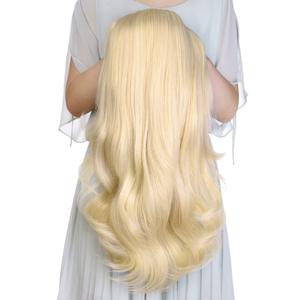 24 Inch Blond Wavy 3/4 Half Wig Long lightest Synthetic Hair Extensions Capless Wigs Hair Clips Extension For Women 210g24 #4