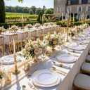 Nervure 350PCS Gold Plastic Plates - Gold Plastic Dinnerware Sets for 50 Guests - 100 Disposable Plates, 150 Silverware, 50 Cups, 50 Napkins for Wedding & Party & Mothers Day