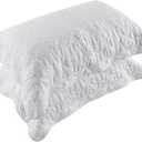 BOSOWOS Pillow Shams Standard Size Set of 2, Ultra Soft Breathable Quilted Embroidery Pillow Cases 20 x 26 Inches for Sleeping, Decorative Microfiber Bed Pillowcases Easy Care, White
