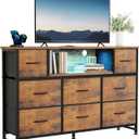 DUMOS LED TV Stand Dresser with Charging Station, Entertainment Center, 11.8"D x 47.2"W x 31.5"H