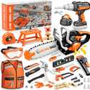 Kids Tool Set Toys, 56 Pcs Toddler Tool Set with Toy Chainsaw & Electronic Drill,Vest, Pretend Play Kids Construction Tools Toy for Toddler 3-5 Years Old Christmas Birthday Gifts