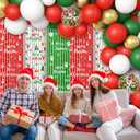 2 x 140pcs Christmas Party Balloon Set, Merry Xmas Balloons with Table Skirts and Foil Fringe Tinsel Curtains for Winter Holiday Party Decorations