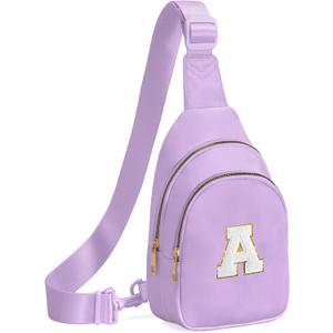 Birthday Gifts for 7 8 9 10 11 12 13 Year Old Girls Small Initial Sling Bag Cross Body Bag Fanny Pack for Girls (Lavender)