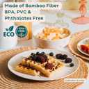 Nook Theory 4 Pack Reusable Bamboo Plates - Non-Toxic Toddler and Kids Plate, Dishwasher Safe, Not Microwavable Dinnerware (Celebration 8")
