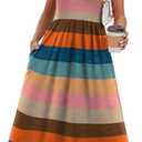 WIHOLL Summer Dresses for Women Beach Vacation Clothes Cruise Resort Wear Outfits 2026 Sun Dress Flowy Midi Maxi Dresses for Seniors Sundresses Spring Dresses Boho Multi-Striped 2XL
