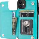 for iPhone 11 Wallet Case with Card Holder,OT ONETOP PU Leather Kickstand Card Slots Case,Double Magnetic Clasp and Durable Shockproof Cover for iPhone 11 6.1 Inch(Light Blue)