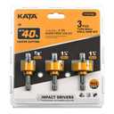 KATA Impact Hole Saw Set - 3PCS Thin Wall Hole Saw Kit Electric Tool Hole Cutter Drill Bit 7/8", 1-1/8", 1-3/8" (22-29-35mm) for Plumber - 1/4" Hex Shank, Variable Pitch Teeth for Plastic and Metal