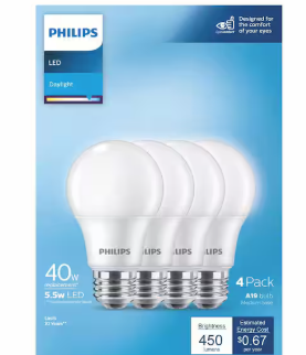 Philips 40-Watt Equivalent A19 Non-Dimmable E26 LED Light , 
Philips 35W Equivalent Bright White MR16 GU5.3 Base LED Spotlight Light Bulb Philips 40-Watt Equivalent A19 Non-Dimmable E26 LED Light , 
Philips 35W Equivalent Bright White MR16 GU5.3 Base LED Spotlight Light Bulb