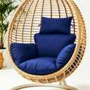 boyspringg Thick Egg Chair Cushion Replacement, 47x31.5x4.7 Inch Soft Hanging Swing Chair Cushion with Headrest Pillow, Waterproof Indoor Outdoor Patio Replacement Cushion, Blue (Cushion ONLY)B0GZM4PB2M