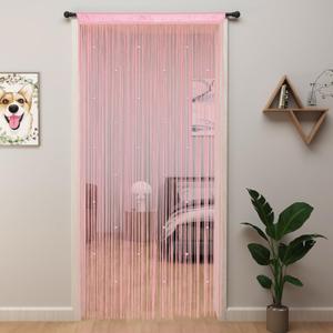 YIIBAII Beaded Curtain Beaded Curtains for Doorways Crystals Suitable for Interior Decoration and Partitions Hippy Closet Curtains (Pink, 39"x79")