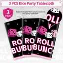 3Pcs Dice Party Tablecloth Pink and Black Dice Game Table Cover Plastic Rectangle Lets Roll Birthday Party Decorations for Game Night Casino Night Bachelorette Cocktail Card Game