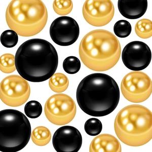 ORIKASO 250Pcs Vase Filler Black and Golden Yellow No Hole Faux Pearl Beads for Vase Filling Decorations, Candle Centerpieces, Wedding Centerpieces, Home Party Decor (8/14/20mm)