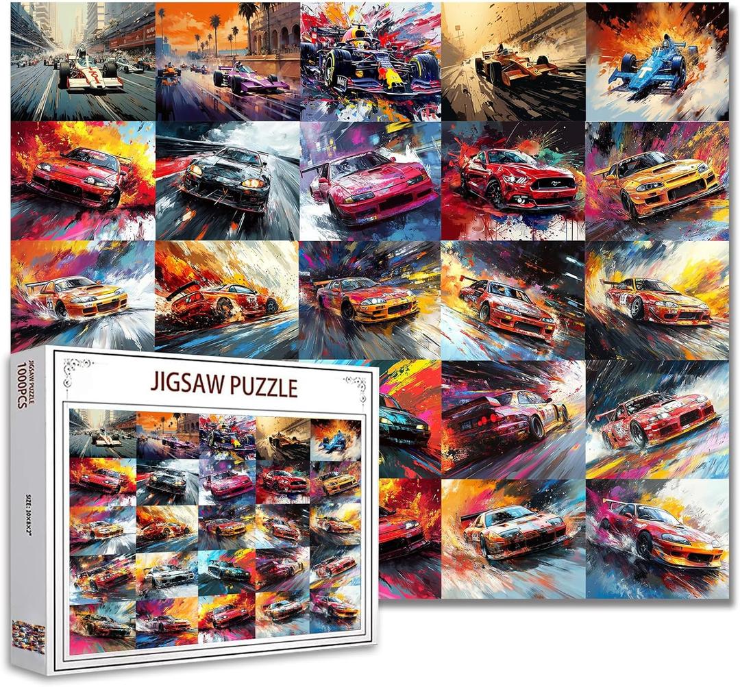 1000 Piece Jigsaw Puzzles Game Luxury Sports Car for Adults Kid Colorful Graffiti Racing Car Puzzles Puzzle of Cars for Home Wall Decor DIY Art 27 x 20 Inches Perfect for Game Nights