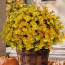 Fake Flowers Yellow Fall Flowers for Outdoors - 8 Bundles Artificial Mums UV Resistant for Home Garden Window Fall Decor