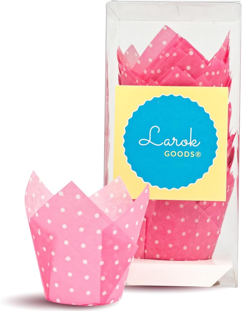 Tulip Baking Cupcake Liners: 100 Liner Count Cupcake and Muffin Wrappers (Pink Polka)