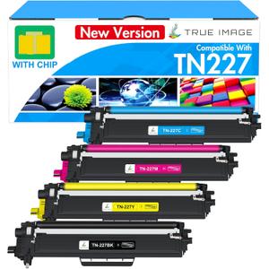 TN227 TN-227BK/C/M/Y High Yield Toner Cartridge 4 Pack: TN-223BK/C/M/Y Compatible for Brother TN223 TN-227 TN 227BK/C/M/Y 227 for HL-L3290CDW HL-L3270CDW MFC-L3770CDW HL-L3210CW MFC-L3750CDW Printer